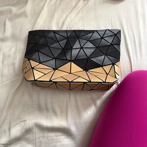 Geometric Black and Gold Clutch